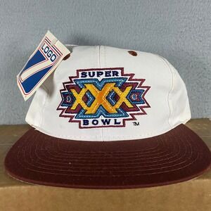 Vintage Logo 7 Super Bowl XXX Snapback Hat NFL White Maroon 1996 NWT Deadstock
